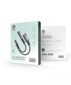 Green-Lion-2-in-1-Earphone-Charging-Adapter-Lightning-to-Lightning-3.5-12CM-Black-2