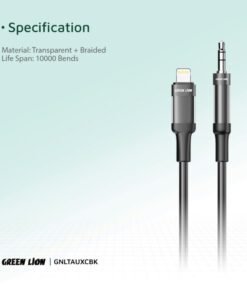 Green-Lion-Lightning-to-AUX-Braided-Cable-1M-Black-2