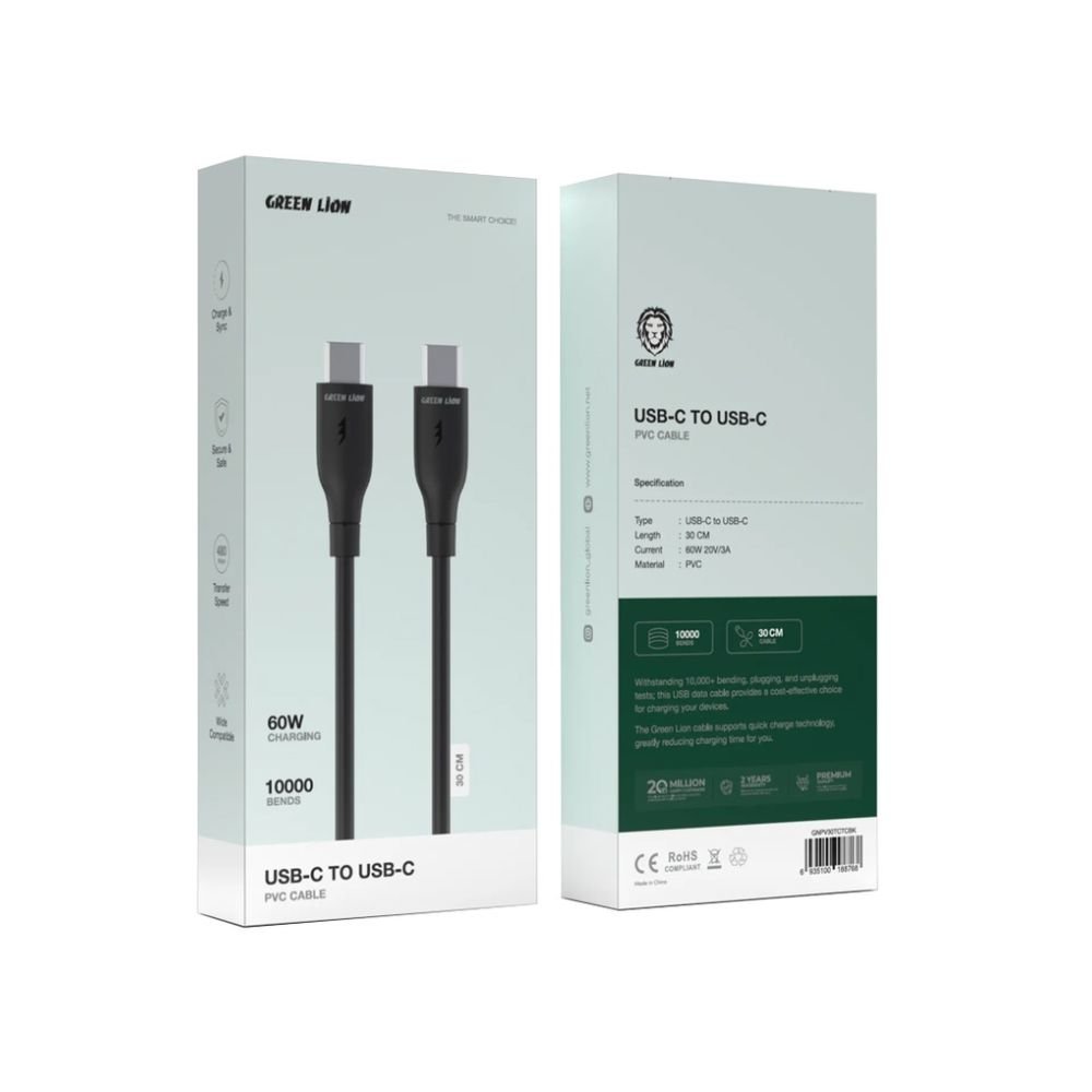 Green-Lion-USB-C-To-USB-C-PVC-Cable-Black-2